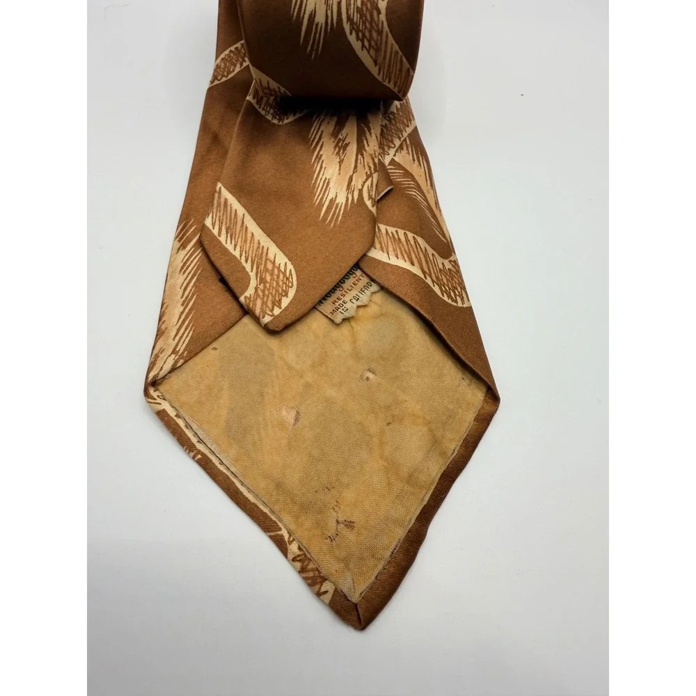 Vintage Hollyvogue Phelps-Dodge Brown Geometric Tie Made in California